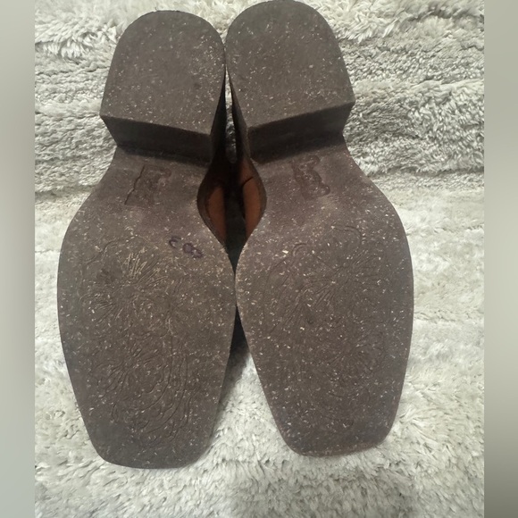 Brown B.O.C Lowri slip on chunky square toe campus moto Chelsea booties buckle - Picture 5 of 11